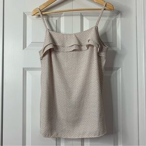 LOFT Pink, White and Blue Spaghetti Strap Ruffle Camisole Top Size M